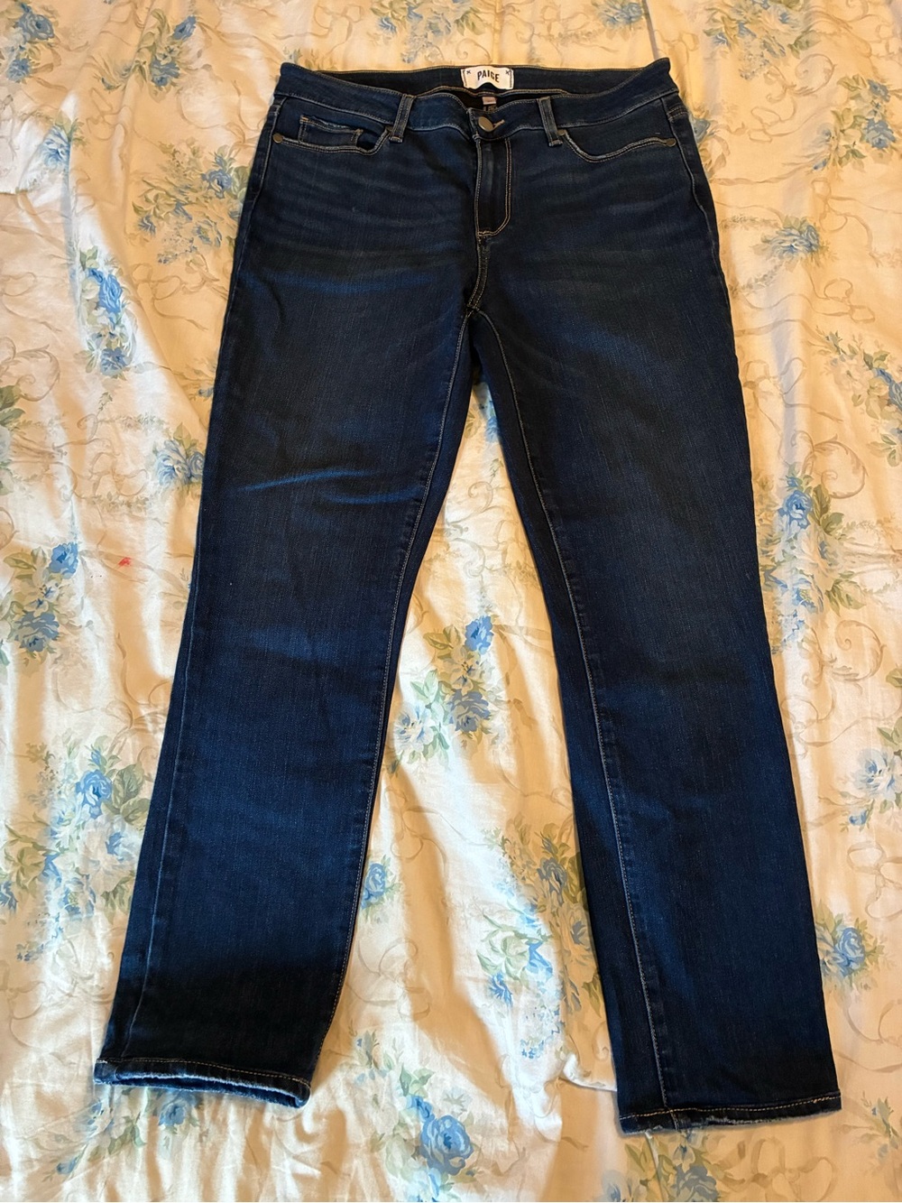 PAIGE Rayon/Cotton Blend Indigo Straight-Leg Women's Jeans